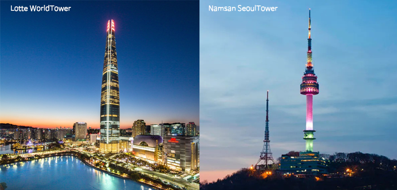 Lotte WorldTower and Namsan SeoulTower